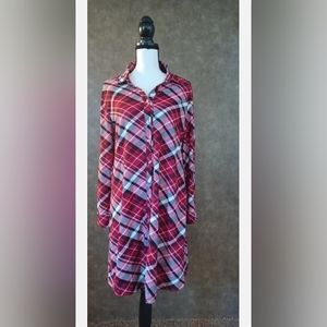 Women's Allison Brittney Buttery Soft Red Multi Color Plaid Lounge Dress Large